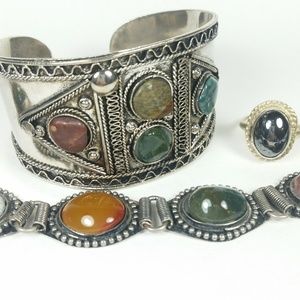 Rustic stones bracelet set